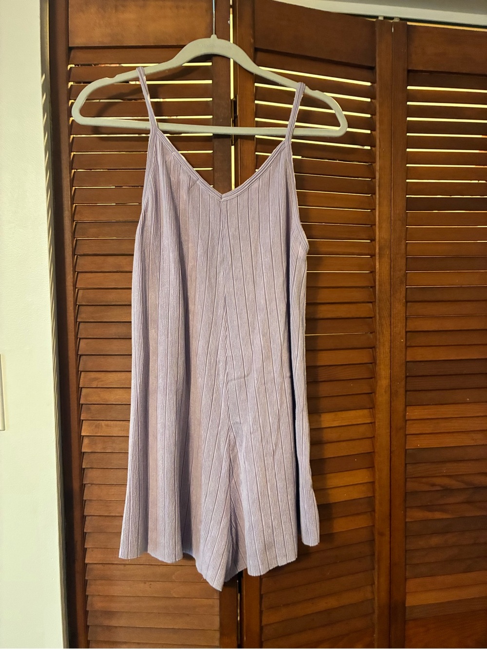 BUCKETLIST Lavender Ribbed V-Neck Romper